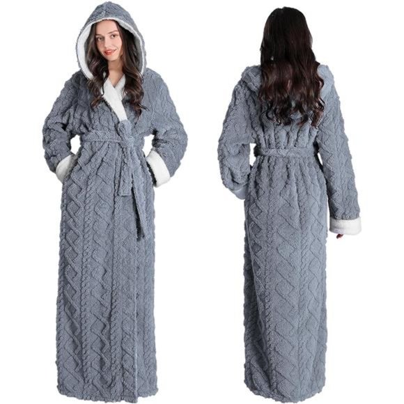 Long warm robe with hood sale